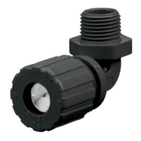 Hubbell Wiring Device-Kellems Kellems Wire Management, Cord Connectors, 90 Degree Male .25-.38", 1/2", Nylon NHC2022CR